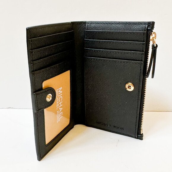 Michael Kors Jet Set Travel Small Bifold Card Case Wallet Black - Picture 8 of 11